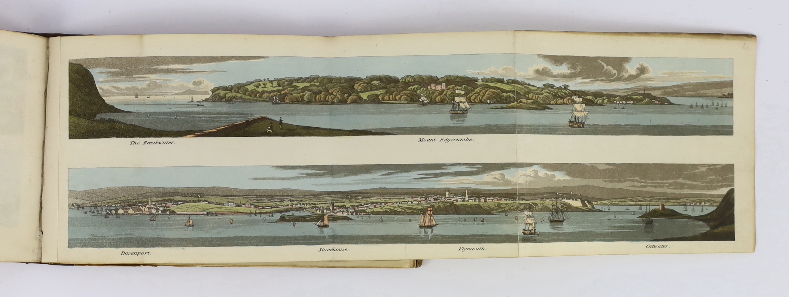 Havell, Robert - The Tour or Select Views on the Southern Coast ... pictorial engraved title and 25 coloured aquatint plates (1 as a folded panorama); original pictorial boards and later panelled calf spine, contained in